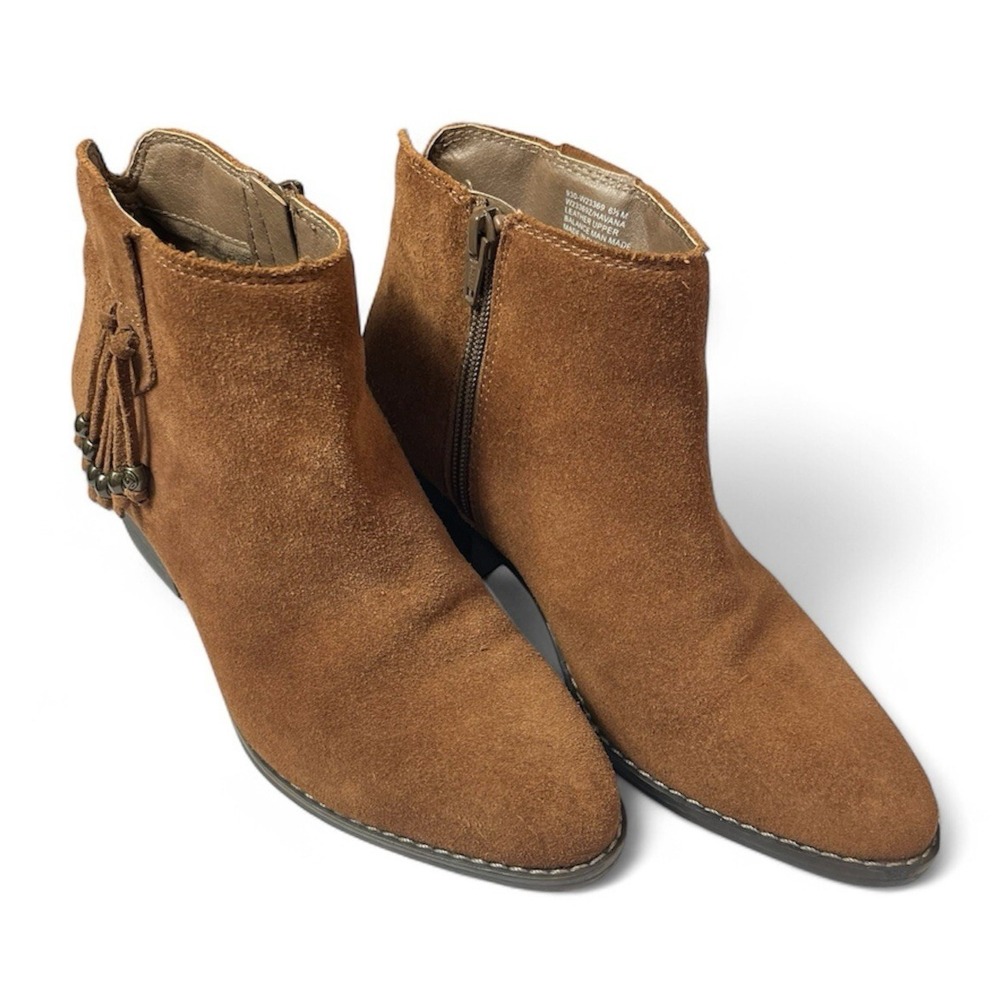 White Mountain Womens 6.5M Havana Brown Suede Ankle Boot Beaded Fringe Western